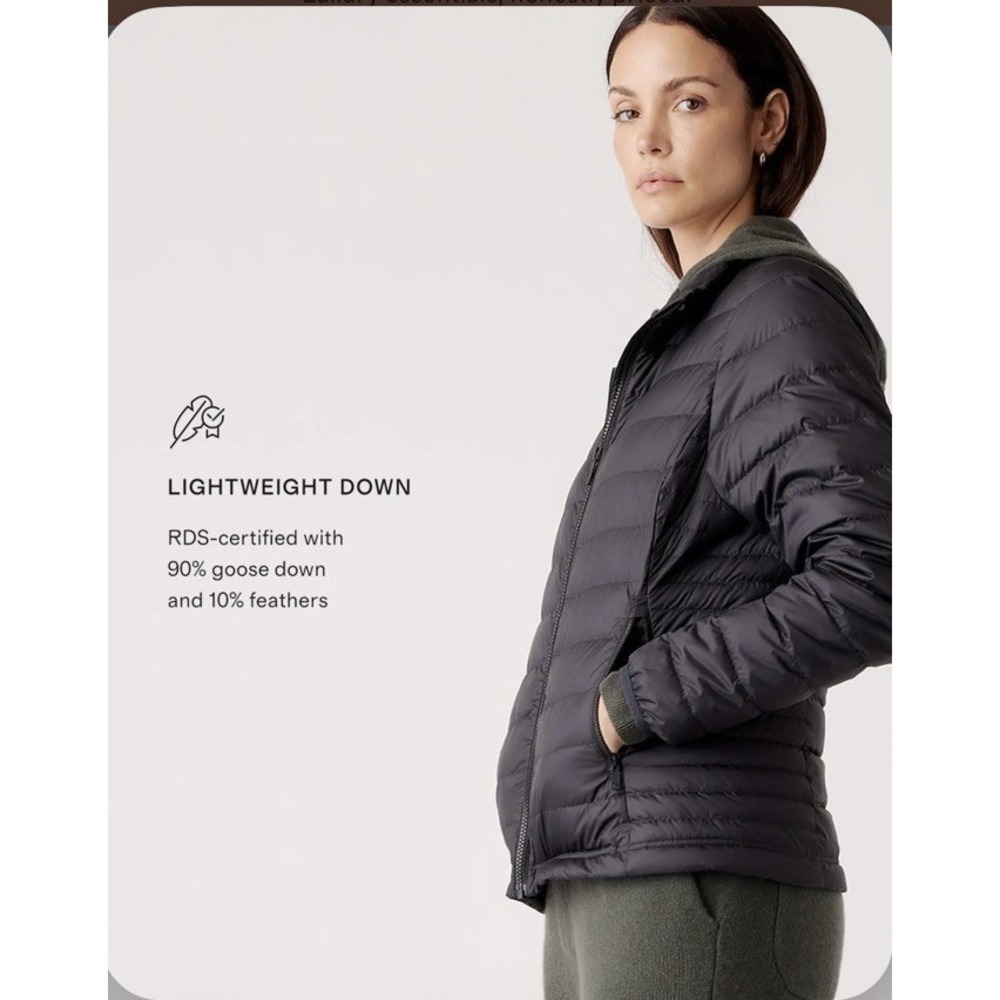 Quince Down Puffer Jacket Womens Medium Packable Lightweight Black Full Zip - Picture 5 of 5